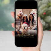 Elegant Zwart en Goud Script 2 Foto Kerstmis Feestdagenkaart