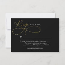 Elegant Zwart en Goud Script Kalligrafie Bruiloft