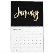 Elegant Zwart en Goud Script Typografie Modern Kalender (Jan 2027)