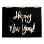 Elegant Zwart en Goud Script Typografie Modern Kalender (Hoes)