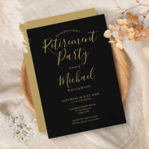 Elegant zwart en goud script verjaardagsfeestje vo