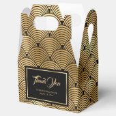 Elegant Zwart en Goud Seashell Schalen Bruiloft Bedankdoosjes (Geopend)