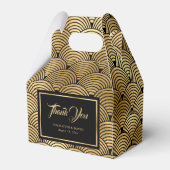 Elegant Zwart en Goud Seashell Schalen Bruiloft Bedankdoosjes (Voorkant Zijde)