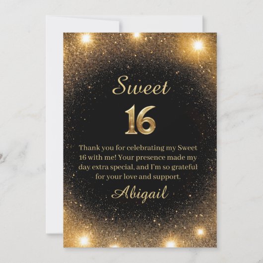 Elegant zwart en goud Sparkle Dank u kaart (Voorkant)