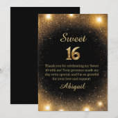 Elegant zwart en goud Sparkle Dank u kaart (Voorkant / Achterkant)