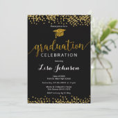 Elegant zwart en goud Sparkle Glitter Afstuderen Kaart (Staand voorkant)