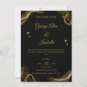 Elegant zwart en goud Sparkle Save the Date Kaart (Voorkant)