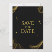 Elegant zwart en goud Sparkle Save the Date Kaart (Achterkant)