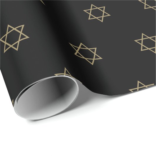 Elegant zwart en goud Ster van David Magen David Cadeaupapier (Rol Hoek)