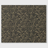 Elegant Zwart en Goud Swirls Patroon Cadeaupapier (Vlak)