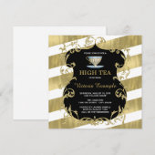 Elegant zwart en goud thee feest kaart (Voorkant / Achterkant)