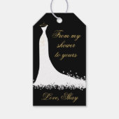 Elegant Zwart en Goud Trouwjurk Vrijgezellenfeest Cadeaulabel (Voorkant)