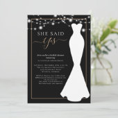 Elegant Zwart en Goud Trouwjurk Vrijgezellenfeest Kaart (Staand voorkant)