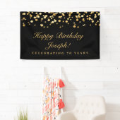 Elegant zwart en goud verjaardagsfeestje spandoek (Insitu)