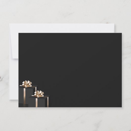 Elegant Zwart en Goud Verjaardagsfeestuitnodiging (Achterkant)