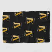 Elegant Zwart en Goud Verjaardagspatroon Golfhanddoek (Horizontaal)