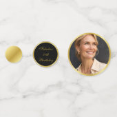 Elegant zwart en goud verrassingsverjaardagsfeestj confetti (Achterkanten)