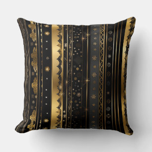 Elegant zwart en goud verticaal gestreept kussen