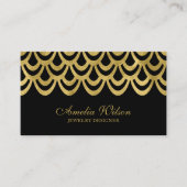 Elegant zwart en goud vet geometrisch patroon visitekaartje (Voorkant)
