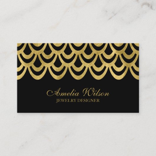 Elegant zwart en goud vet geometrisch patroon visitekaartje (Voorkant)