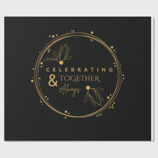 Elegant zwart en goud vieren samen en altijd cadeaupapier