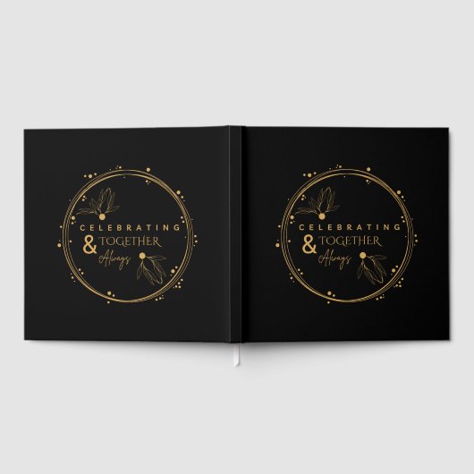 Elegant zwart en goud vieren samen en altijd gastenboek (Volledig)