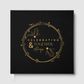 Elegant zwart en goud vieren samen en altijd gastenboek (Voorkant)