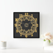 Elegant zwart en goud vierkante klok (Huis)
