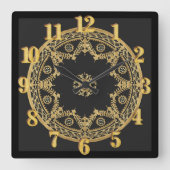 Elegant zwart en goud vierkante klok (Voorkant)