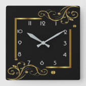 Elegant zwart en goud vierkante klok (Voorkant)