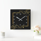 Elegant zwart en goud vierkante klok (Huis)