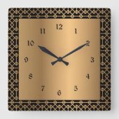 Elegant zwart en goud vierkante klok (Voorkant)