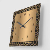 Elegant zwart en goud vierkante klok (Hoek)