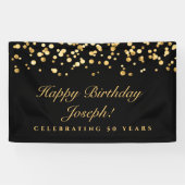Elegant Zwart en Goud Vijftig 50ste Verjaardagsfee Spandoek (Horizontaal)