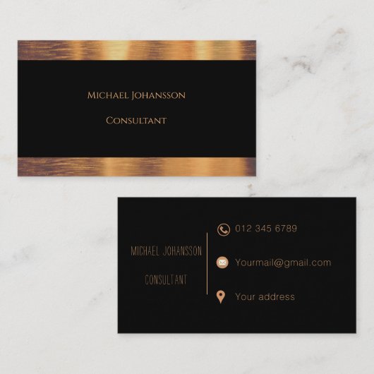 Elegant zwart en goud visitekaartje (Voorkant / Achterkant)