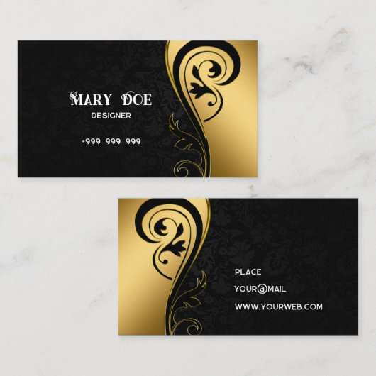 Elegant zwart en goud visitekaartje (Voorkant / Achterkant)
