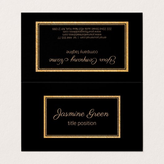 Elegant zwart en goud visitekaartje (Buitenkant ongevouwen)