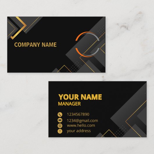 Elegant zwart en goud Visitekaartje | modern bedri (Voorkant / Achterkant)