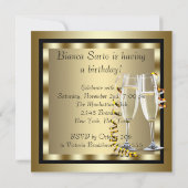 Elegant zwart en goud vrouwen verjaardagsfeestje kaart (Achterkant)