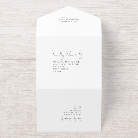 Elegant zwart en goud we doen bruiloft Folie All In One Uitnodiging (Buiten)