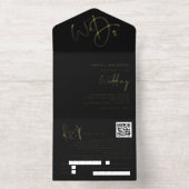 Elegant zwart en goud we doen bruiloft Folie All In One Uitnodiging (Binnenkant)