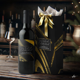 Elegant Zwart en Goud Wijn Etiket