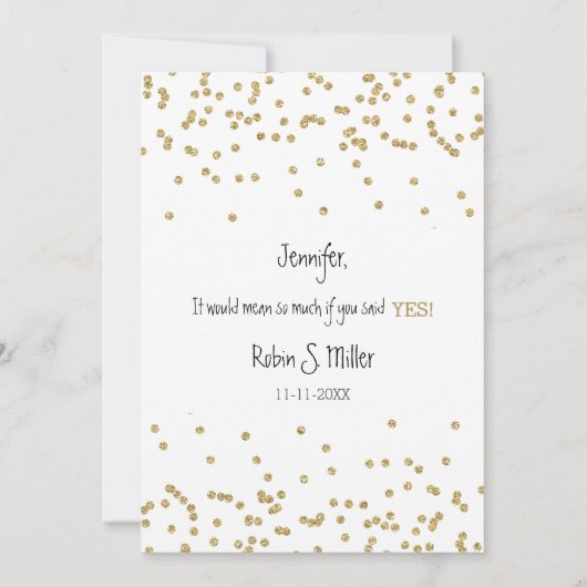 Elegant zwart en goud Wil je mijn bruidsmeisje zij Kaart (Achterkant)