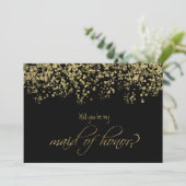Elegant zwart en goud Wil je mijn bruidsmeisje zij Kaart (Staand voorkant)