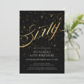 Elegant Zwart en Goud Zestig 60ste Verjaardag Kaart (Staand voorkant)