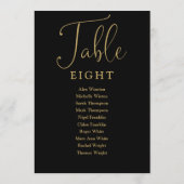 Elegant zwart en goud zitplaatskaart tafelnummer (Achterkant)