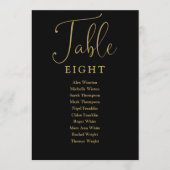 Elegant zwart en goud zitplaatskaart tafelnummer (Voorkant)