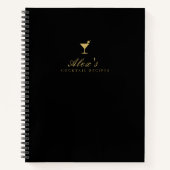 Elegant Zwart en Goud Zwart Cocktail Recept Boek (Voorkant)