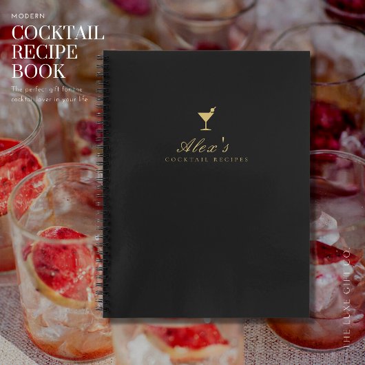 Elegant Zwart en Goud Zwart Cocktail Recept Boek