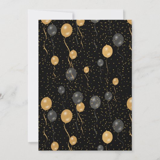 Elegant zwart en gouden ballonnen Afstuderen Kaart (Achterkant)